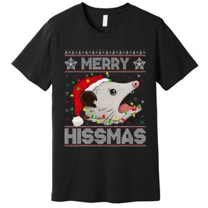 Funny Xmas Merry Hissmas Possum Lovers Opossum Christmas Premium T-Shirt