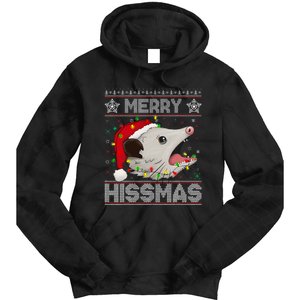 Funny Xmas Merry Hissmas Possum Lovers Opossum Christmas Tie Dye Hoodie