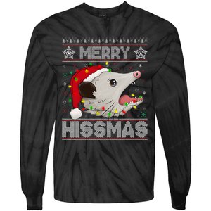 Funny Xmas Merry Hissmas Possum Lovers Opossum Christmas Tie-Dye Long Sleeve Shirt