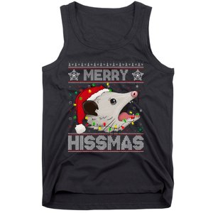 Funny Xmas Merry Hissmas Possum Lovers Opossum Christmas Tank Top