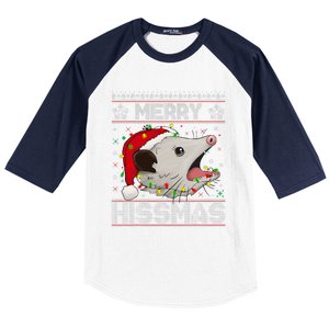 Funny Xmas Merry Hissmas Possum Lovers Opossum Christmas Baseball Sleeve Shirt