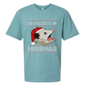 Funny Xmas Merry Hissmas Possum Lovers Opossum Christmas Sueded Cloud Jersey T-Shirt