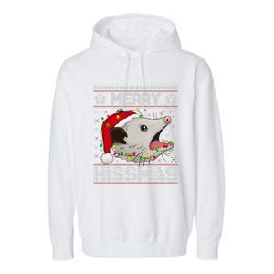 Funny Xmas Merry Hissmas Possum Lovers Opossum Christmas Garment-Dyed Fleece Hoodie