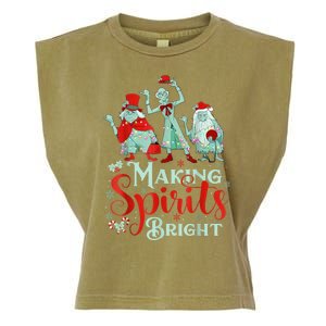 Funny Xmas Making Spirits Bright Christmas Haunted Ghosts Gift Garment-Dyed Women's Muscle Tee