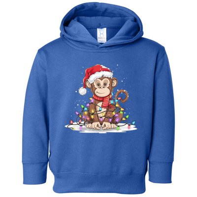 Funny Xmas Matching Santa Hat Monkey Christmas Tree Lights Great Gift Toddler Hoodie