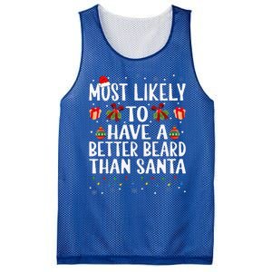 Funny Xmas Most Likely To Have A Better Beard Than Santa Mesh Reversible Basketball Jersey Tank