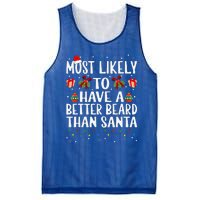 Funny Xmas Most Likely To Have A Better Beard Than Santa Mesh Reversible Basketball Jersey Tank