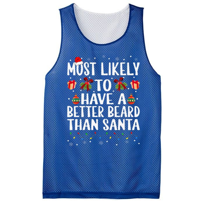 Funny Xmas Most Likely To Have A Better Beard Than Santa Mesh Reversible Basketball Jersey Tank