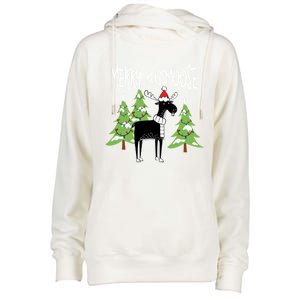 Funny Xmas Moose Pun Merry Moose Gift Clothes Gift Womens Funnel Neck Pullover Hood