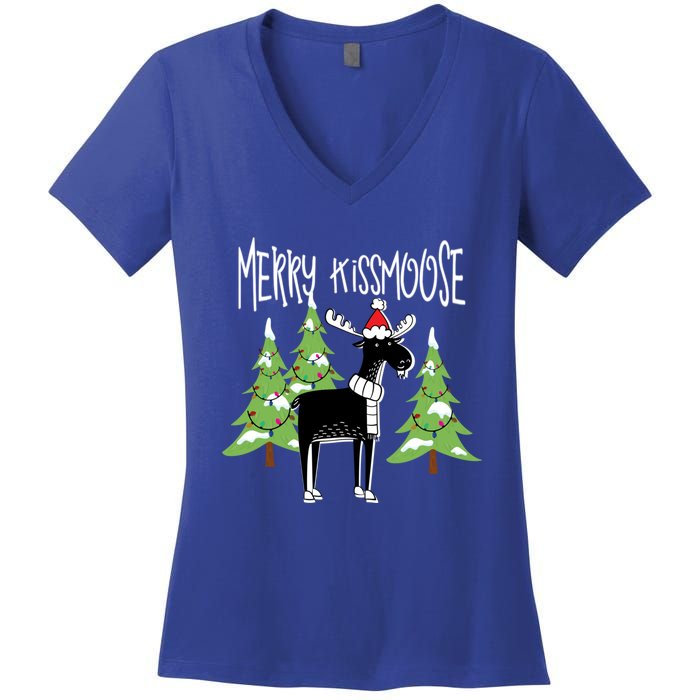 Funny Xmas Moose Pun Merry Moose Gift Clothes Gift Women's V-Neck T-Shirt