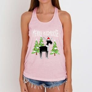 Funny Xmas Moose Pun Merry Moose Gift Clothes Gift Women's Knotted Racerback Tank