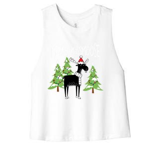 Funny Xmas Moose Pun Merry Moose Gift Clothes Gift Women's Racerback Cropped Tank