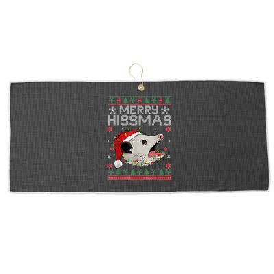 Funny Xmas Merry Hissmas Possum Lovers Opossum Christmas Large Microfiber Waffle Golf Towel