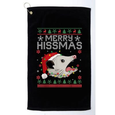 Funny Xmas Merry Hissmas Possum Lovers Opossum Christmas Platinum Collection Golf Towel