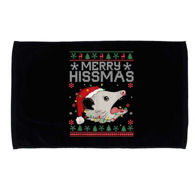 Funny Xmas Merry Hissmas Possum Lovers Opossum Christmas Microfiber Hand Towel