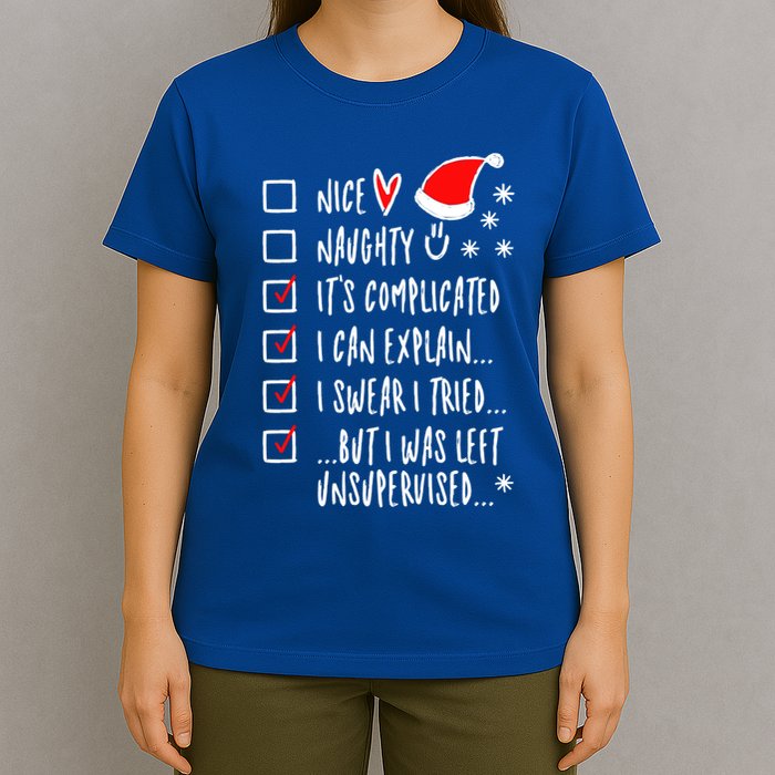 Funny Xmas Nice Naughty List I Can Explain I Swear I Tried Meaningful Gift T-Shirt