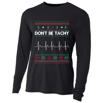 Funny Xmas Nurse Don't Be Tachy Ugly Christmas Sweaters Cooling Performance Long Sleeve Crew