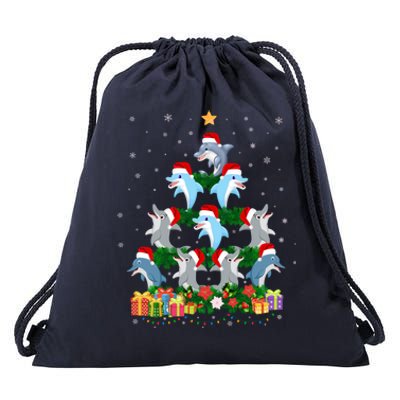 Funny Xmas Outfit For Dolphin Lovers Ugly Christmas Sweater Cool Gift Drawstring Bag