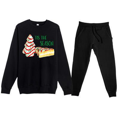 Family Xmas Outfit Cake Lovers Christmas Tree Snack Cake Tee Gift Premium Crewneck Sweatsuit Set