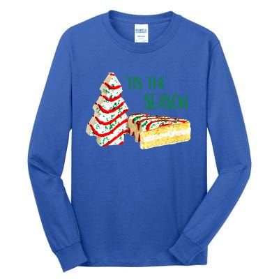 Family Xmas Outfit Cake Lovers Christmas Tree Snack Cake Tee Gift Tall Long Sleeve T-Shirt