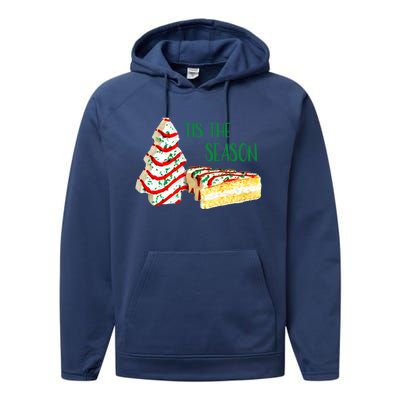 Family Xmas Outfit Cake Lovers Christmas Tree Snack Cake Tee Gift Performance Fleece Hoodie