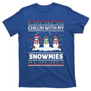 Funny Xmas Pajama Ugly Christmas Chillin With My Snowmies Cute Gift T-Shirt