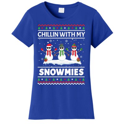 Funny Xmas Pajama Ugly Christmas Chillin With My Snowmies Cute Gift Women's T-Shirt