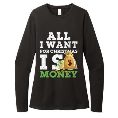 Funny Xmas Pajama All I Want For Christmas Is Money Gift Womens CVC Long Sleeve Shirt