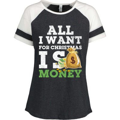 Funny Xmas Pajama All I Want For Christmas Is Money Gift Enza Ladies Jersey Colorblock Tee