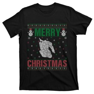 Family Xmas Pjs Matching Jiu Jitsu Fighter Ugly Christmas T-Shirt