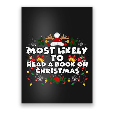 Funny Xmas Pajamas Most Likely To Read A Book On Christmas Poster