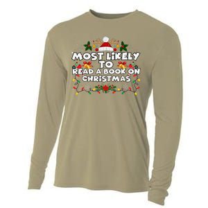 Funny Xmas Pajamas Most Likely To Read A Book On Christmas Cooling Performance Long Sleeve Crew