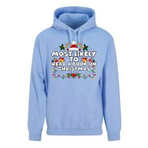 Funny Xmas Pajamas Most Likely To Read A Book On Christmas Unisex Surf Hoodie