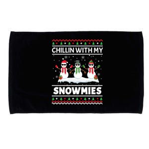 Funny Xmas Pajama Ugly Christmas Chillin With My Snowmies Great Gift Microfiber Hand Towel