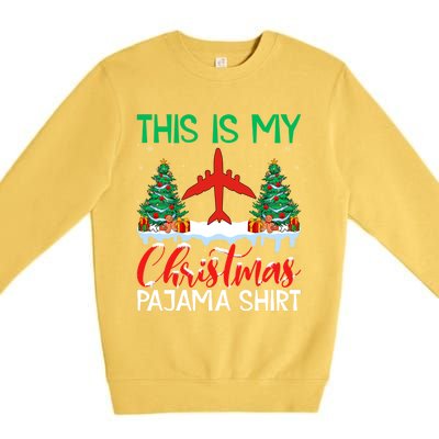 Flying Xmas Pajama Gift Aviation Airplane Pilot Christmas Gift Premium Crewneck Sweatshirt