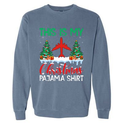 Flying Xmas Pajama Gift Aviation Airplane Pilot Christmas Gift Garment-Dyed Sweatshirt