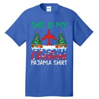 Flying Xmas Pajama Gift Aviation Airplane Pilot Christmas Gift Tall T-Shirt