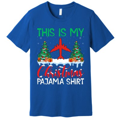 Flying Xmas Pajama Gift Aviation Airplane Pilot Christmas Gift Premium T-Shirt