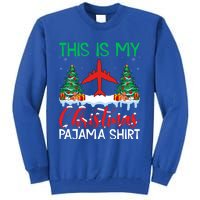 Flying Xmas Pajama Gift Aviation Airplane Pilot Christmas Gift Tall Sweatshirt