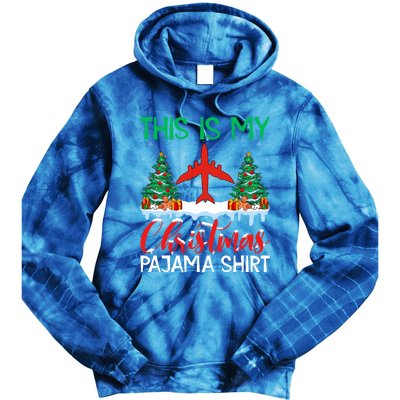 Flying Xmas Pajama Gift Aviation Airplane Pilot Christmas Gift Tie Dye Hoodie