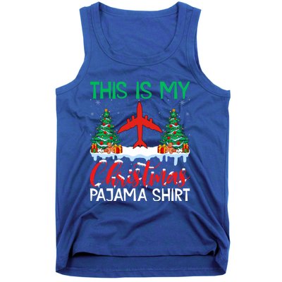 Flying Xmas Pajama Gift Aviation Airplane Pilot Christmas Gift Tank Top