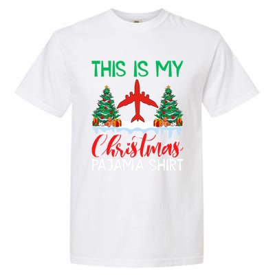 Flying Xmas Pajama Gift Aviation Airplane Pilot Christmas Gift Garment-Dyed Heavyweight T-Shirt