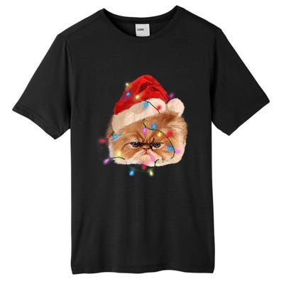 Funny Xmas Persian Cat Christmas Lights Adorable Face Fluffy TShirt Tall Fusion ChromaSoft Performance T-Shirt