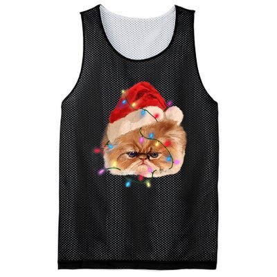 Funny Xmas Persian Cat Christmas Lights Adorable Face Fluffy TShirt Mesh Reversible Basketball Jersey Tank