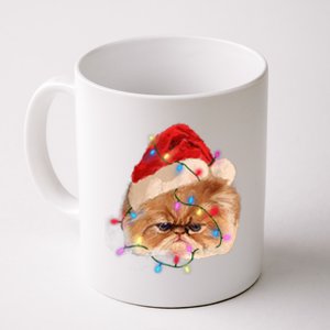 Funny Xmas Persian Cat Christmas Lights Adorable Face Fluffy TShirt Coffee Mug