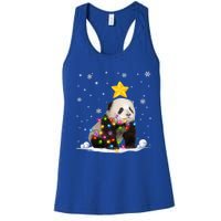 Funny Xmas Panda Bear Animals Lover Christmas Tree Lights Gift Women's Racerback Tank