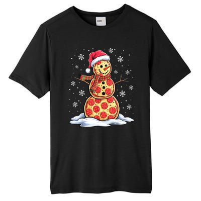 Funny Xmas Pizza Snowman Santa Hat Christmas Pizza Party Gift Tall Fusion ChromaSoft Performance T-Shirt