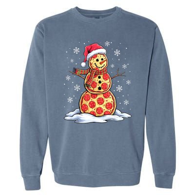 Funny Xmas Pizza Snowman Santa Hat Christmas Pizza Party Gift Garment-Dyed Sweatshirt