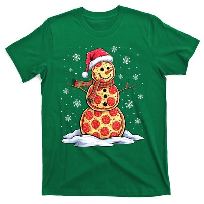 Funny Xmas Pizza Snowman Santa Hat Christmas Pizza Party Gift T-Shirt