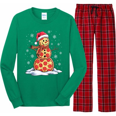 Funny Xmas Pizza Snowman Santa Hat Christmas Pizza Party Gift Long Sleeve Pajama Set